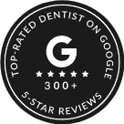 Top rated dentist on Google badge