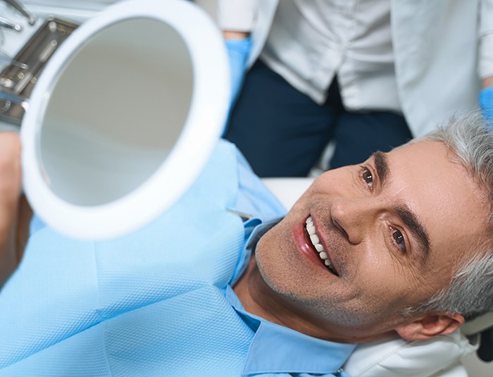 Man smiling in the dental chair