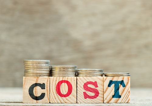 Cost written on wooden blocks